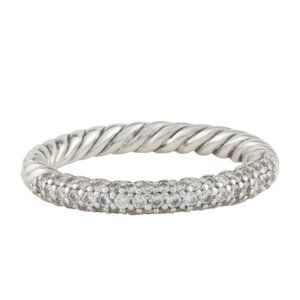 DAVID YURMAN DIAMOND & STERLING SILVER PETIT PAVE STACKING RING